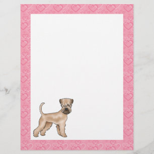 En-tête De Lettre Motif Coeur de chien roux roux à couche molle rose