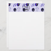 En-tête De Lettre Motif d'affaires de musique bleue (Devant / Derrière)