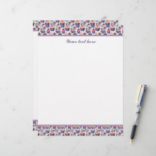 En-tête De Lettre Motif de cupcake en carrelage mignon personnalisab