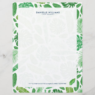 En-tête De Lettre Motif de feuilles vertes tropicales