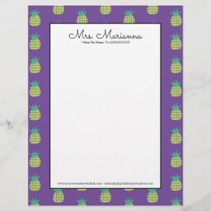 En-tête De Lettre Motif d'été en ananas en néon géométrique