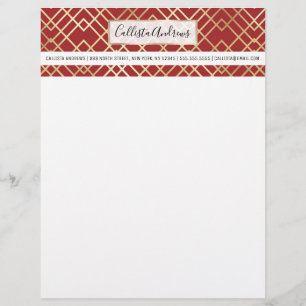 En-tête De Lettre Motif géométrique Art déco rouge chinois moderne