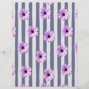 En-tête De Lettre motif rayé avec marguerites violettes