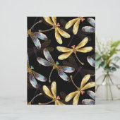 En-tête De Lettre Motif sans couture avec libellules d'or (Debout devant)