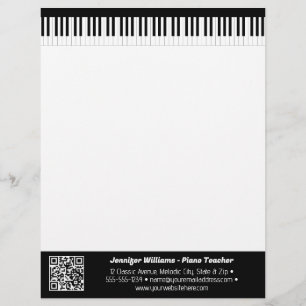 En-tête De Lettre Musicien Piano Keys Musique Business QR Code
