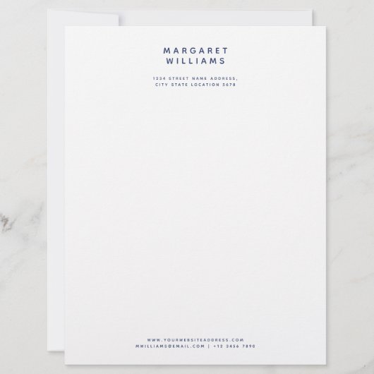 En-tête De Lettre Navy Blue Simple Modern Minimalist Elegant Office (Devant)