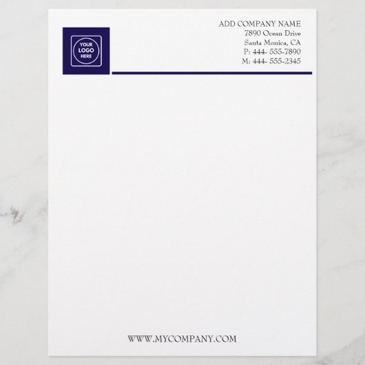 En-tête De Lettre Navy White Basic Business Office letterhead (Devant)