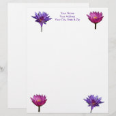 En-tête De Lettre Nénuphar pourpre Lotus (Devant / Derrière)