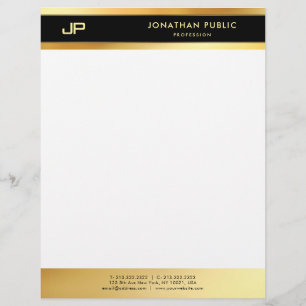 En-tête De Lettre Noir élégant et modèle simple de monogramme d'or