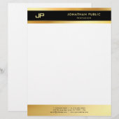 En-tête De Lettre Noir élégant et modèle simple de monogramme d'or (Devant / Derrière)