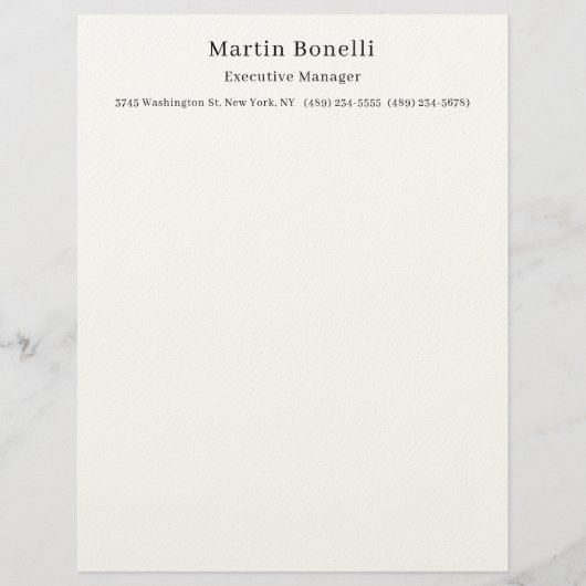 En-tête De Lettre Noir et blanc tendance minimal simple (Devant)