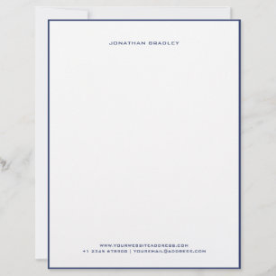 En-tête De Lettre Nom complet en majuscules avec bordure simple bleu