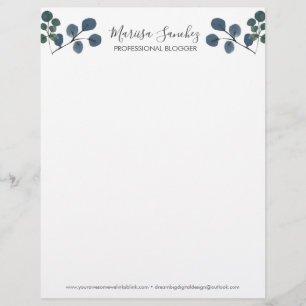 En-tête De Lettre Nom de script Eucalyptus aquarelle Moderne