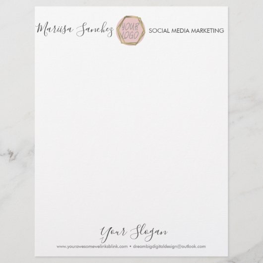 En-tête De Lettre Nom de script simple Votre en-tête Logo (Devant)