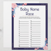 En-tête De Lettre Nom du bébé Course [Cadre floral] (Devant / Derrière)