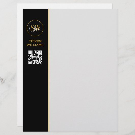 En-tête De Lettre Nom monogramme et signature moderne / code QR (Devant / Derrière)