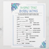 En-tête De Lettre Nom Que Chanson Bébé [Floral Bleu] (Devant / Derrière)