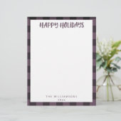 En-tête De Lettre Nom Simple Mignonne Purple Plaid Vacances Papier (Debout devant)