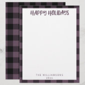 En-tête De Lettre Nom Simple Mignonne Purple Plaid Vacances Papier (Devant / Derrière)
