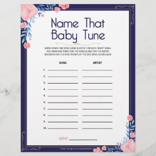 En-tête De Lettre Nommer La Tune Bébé [Cadre Floral]