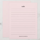 En-tête De Lettre Notes de nom personnalisé rose Feuilles de papier (Devant / Derrière)
