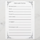 En-tête De Lettre Notes nécrologiques Modèle - Planification de fin (Devant)