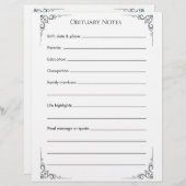 En-tête De Lettre Notes nécrologiques Modèle - Planification de fin (Devant / Derrière)