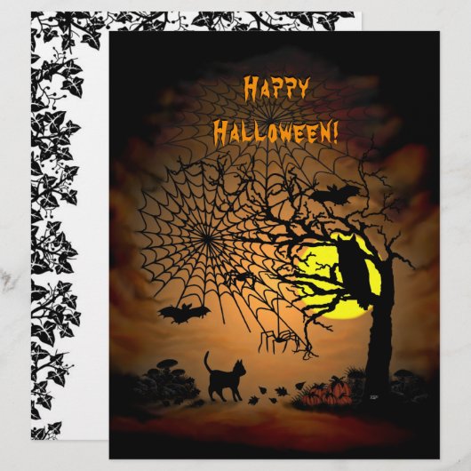 En-tête De Lettre Nuit d'Halloween, Joyeux Halloween ! (Devant / Derrière)