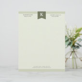 En-tête De Lettre Olive Elegant Bold Monogram Coordonnées (Debout devant)