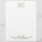 En-tête De Lettre Olive foncé Vert Monogramme moderne Simple (Devant)