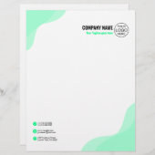 En-tête De Lettre Ondes vertes douces et élégantes (Devant / Derrière)