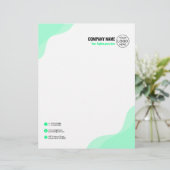 En-tête De Lettre Ondes vertes douces et élégantes (Debout devant)