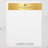 En-tête De Lettre Or Blanc Moderne Monogramme Simple Modèle (Devant / Derrière)