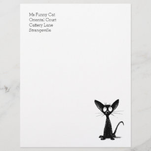 En-tête de lettre oriental noir drôle de chat de