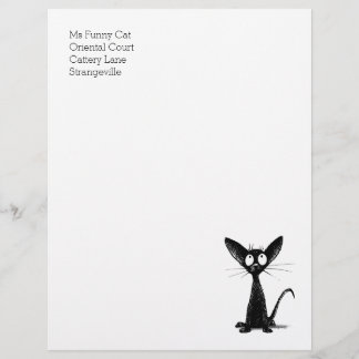 En-tête de lettre oriental noir drôle de chat de