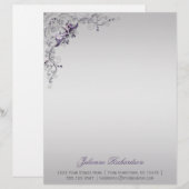 En-tête de lettre Ornat Purple Silver Floral (Devant / Derrière)