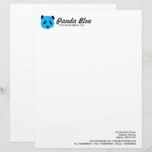 En-tête De Lettre Panda - Bleu (Devant / Derrière)
