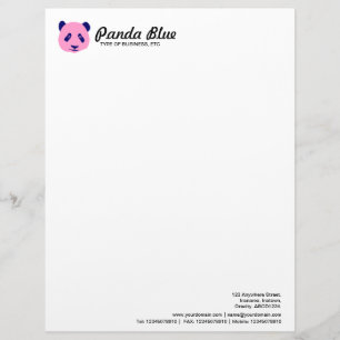 En-tête De Lettre Panda - Rose