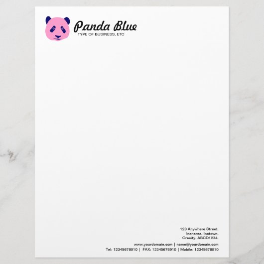 En-tête De Lettre Panda - Rose (Devant)