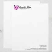 En-tête De Lettre Panda - Rose (Devant / Derrière)