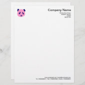 En-tête De Lettre Panda - Rose (Devant / Derrière)