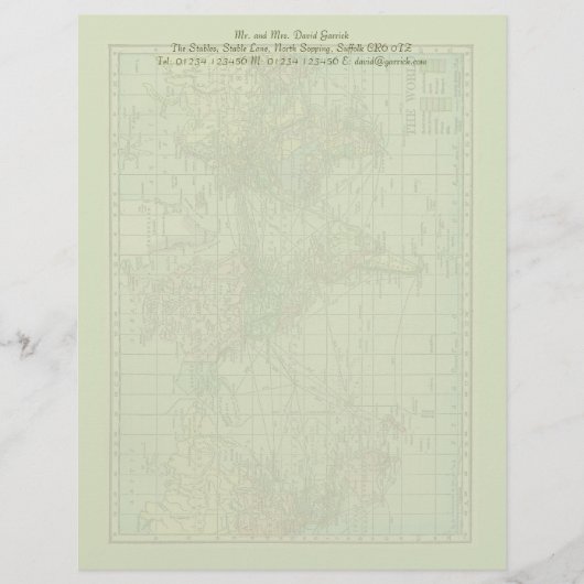 En-tête De Lettre Papeterie de carte du monde (Devant)