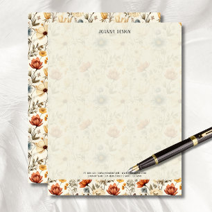En-tête De Lettre Papeterie vintage fleurs sauvages bleu marine terr