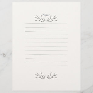 En-tête De Lettre Papier à Lettre Ligné Botanique Sauge Bio