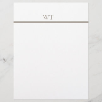 En-tête De Lettre Papier à Lettre Monogramme Barre Taupe