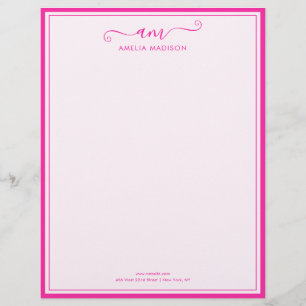 En-tête De Lettre Papier à Lettre Rose Vibrant Écriture Manuscrite