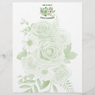 En-tête De Lettre Papier à lettres de 8,5 po x 11 po Roses verts