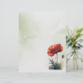 En-tête De Lettre Papier de papeterie de style aquarelle rouge (Debout devant)