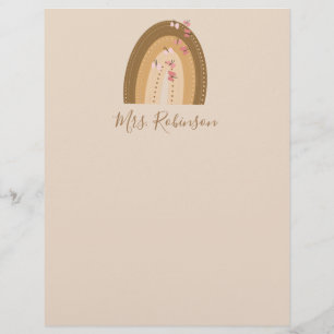 En-tête De Lettre Papillons arc-en-ciel Nom des enseignants de scrip