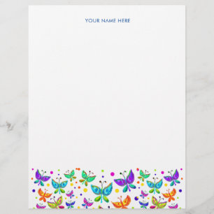 En-tête De Lettre Papillons Doodle Boho de couleur vive